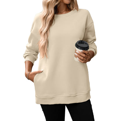 Women's Casual Crew Neck Sweatshirt Loose Soft  Pullover Tops Neck Long Sleeve Sweatshirt Y2K Fashion Pullover Fleece Sweatshirt - Seldom Seen Styles