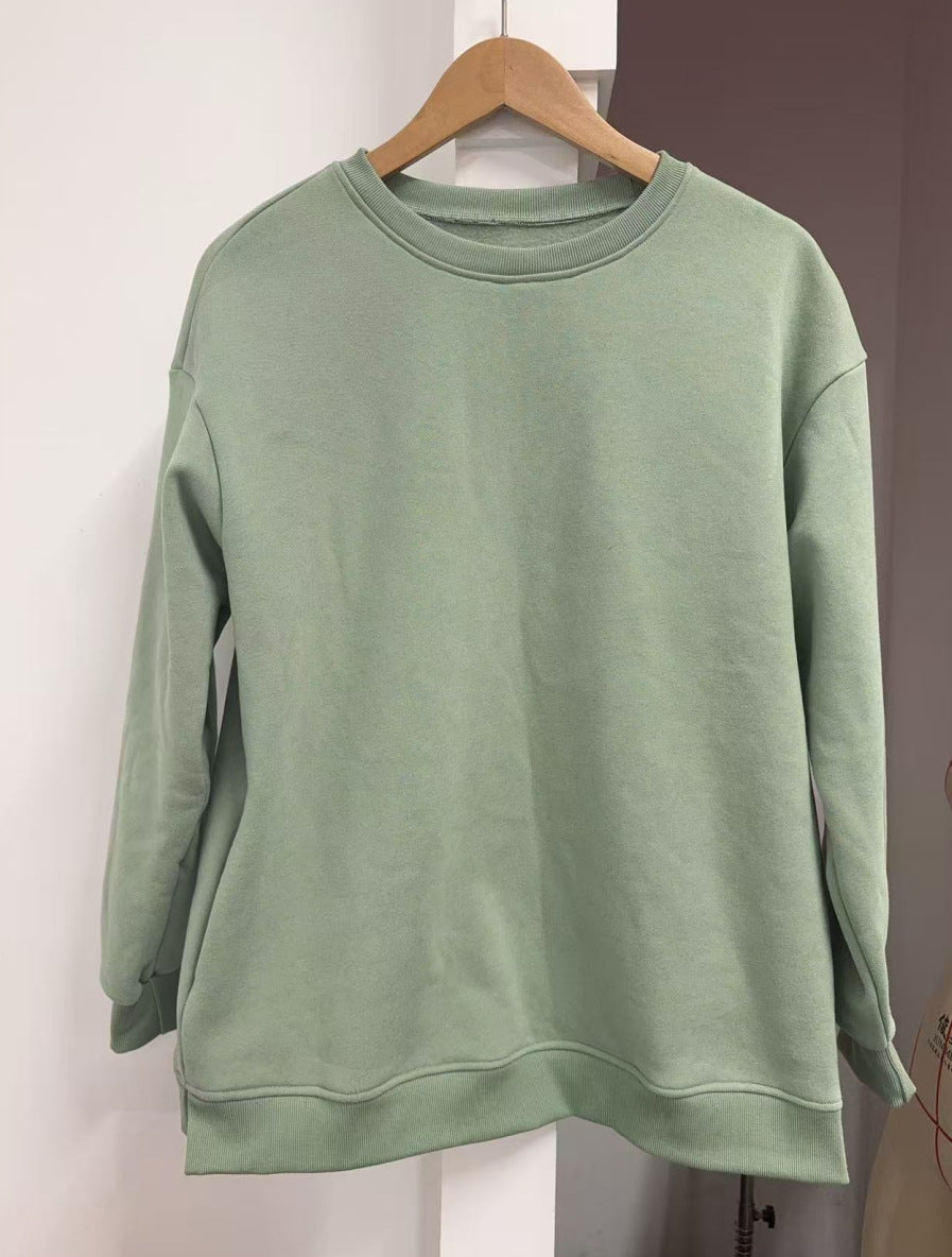 Women's Casual Crew Neck Sweatshirt Loose Soft  Pullover Tops Neck Long Sleeve Sweatshirt Y2K Fashion Pullover Fleece Sweatshirt - Seldom Seen Styles