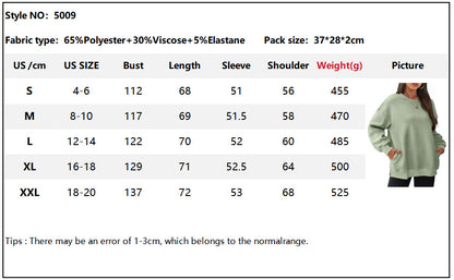 Women's Casual Crew Neck Sweatshirt Loose Soft  Pullover Tops Neck Long Sleeve Sweatshirt Y2K Fashion Pullover Fleece Sweatshirt - Seldom Seen Styles