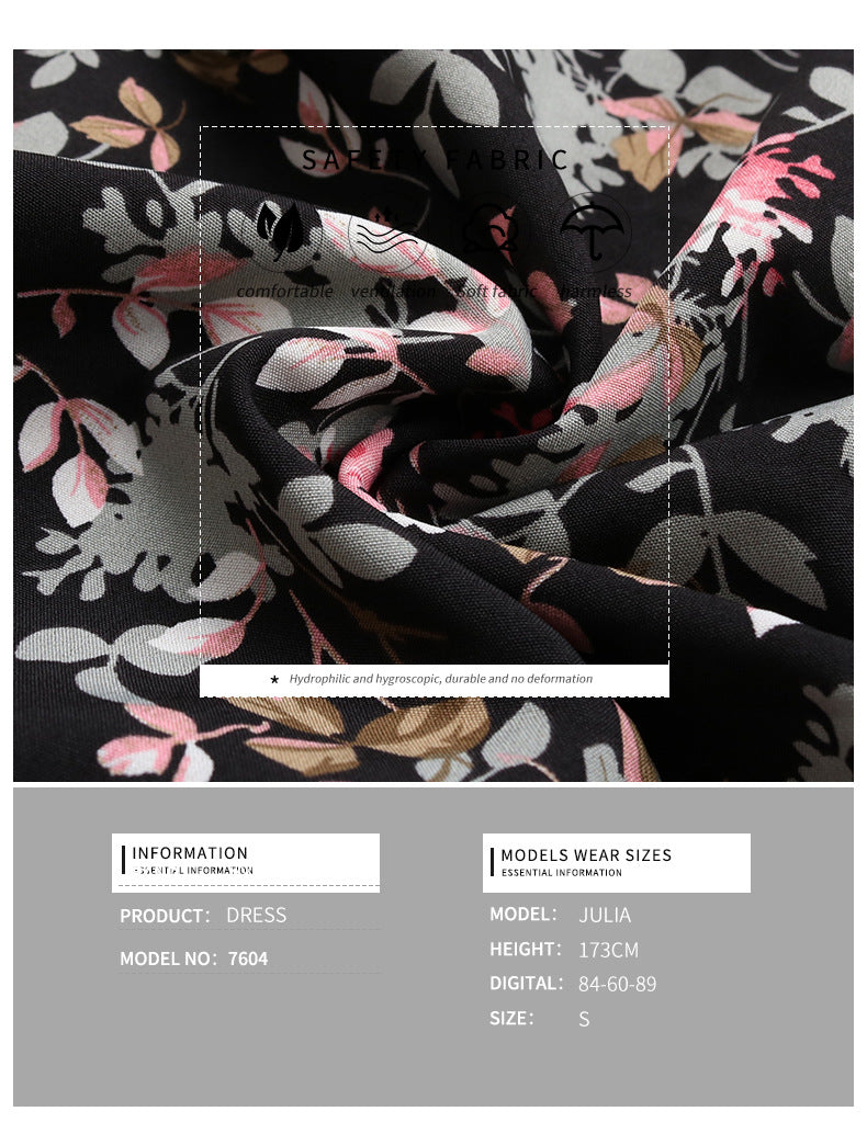 Women's Chiffon Floral Dress V Neck Midi Ruffle Long Sleeve A Line Casual - Seldom Seen Styles