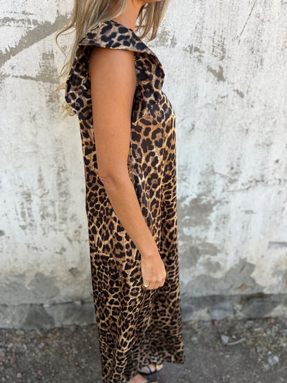 Women's Clothing2025Spring Leopard Print Flutter Sleeve Wide-Leg Jumpsuit - Seldom Seen Styles