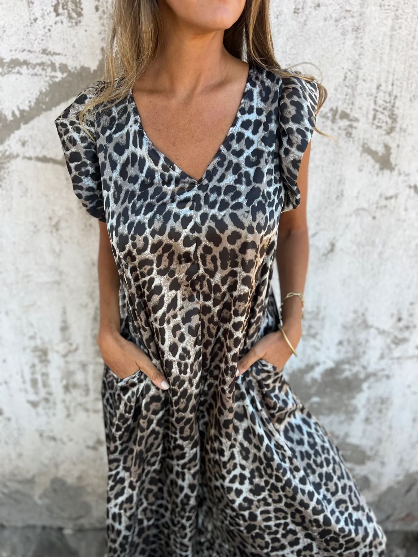 Women's Clothing2025Spring Leopard Print Flutter Sleeve Wide-Leg Jumpsuit - Seldom Seen Styles