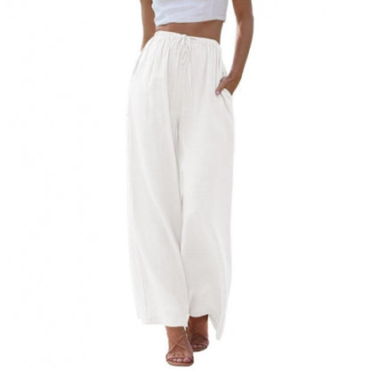 Women's Cotton Linen Summer Palazzo Pants Flowy Wide Leg Beach Trousers with Pockets Casual Womenswear - Seldom Seen Styles