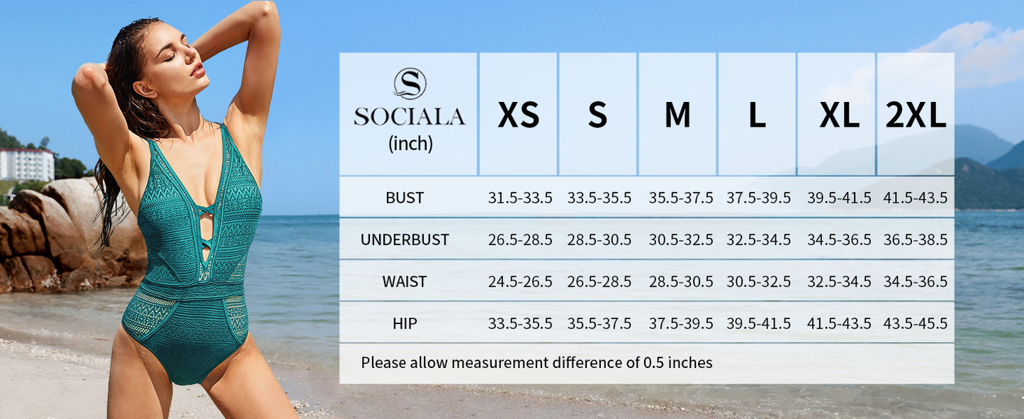 Women's Crochet One Piece Swimsuits V Neck High Waist Bathing Suit Sexy Hollow Monokini Swimwear - Seldom Seen Styles