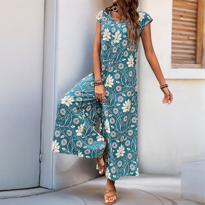 Women's Cute Daisy Floral Wide Leg Baggy Jumpsuit Rompers Cap Short Sleeve Loose Comfy Overalls Pants - Seldom Seen Styles