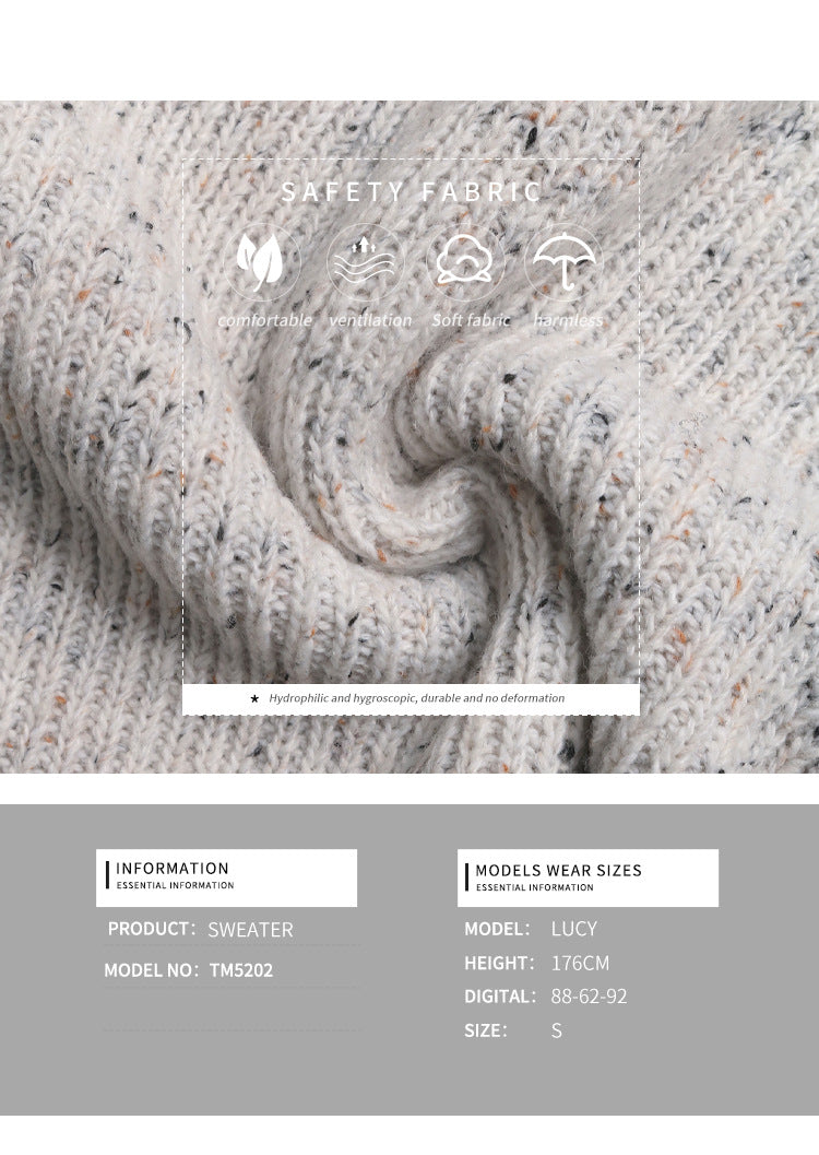 Women's Cute Heart Patched Crewneck Sweater Long Sleeve Ribbed Knit Pullover Casual Sweaters Casual Loose Sweater - Seldom Seen Styles