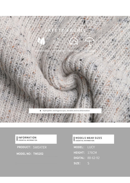 Women's Cute Heart Patched Crewneck Sweater Long Sleeve Ribbed Knit Pullover Casual Sweaters Casual Loose Sweater - Seldom Seen Styles