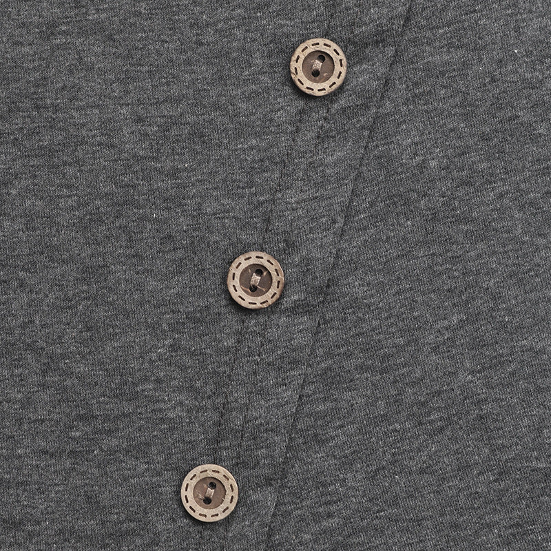 Women's Draped Button Front T Shirts Split Hem Short Sleeve Summer Tee Tops - Seldom Seen Styles