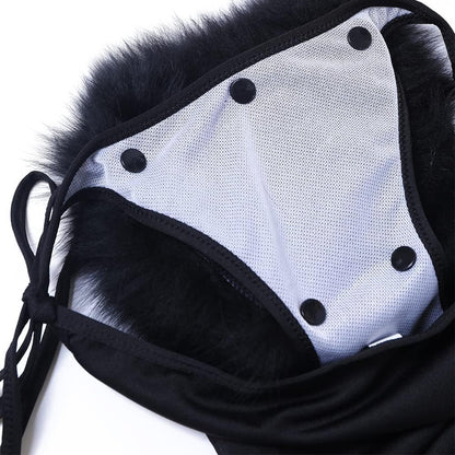 Women's Faux Fur Halter String Triangle Bikini Sets Two Piece Swimsuits - Seldom Seen Styles