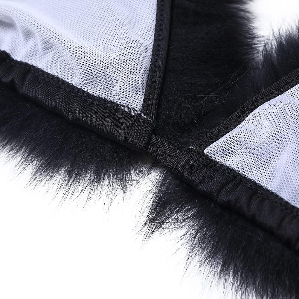 Women's Faux Fur Halter String Triangle Bikini Sets Two Piece Swimsuits - Seldom Seen Styles