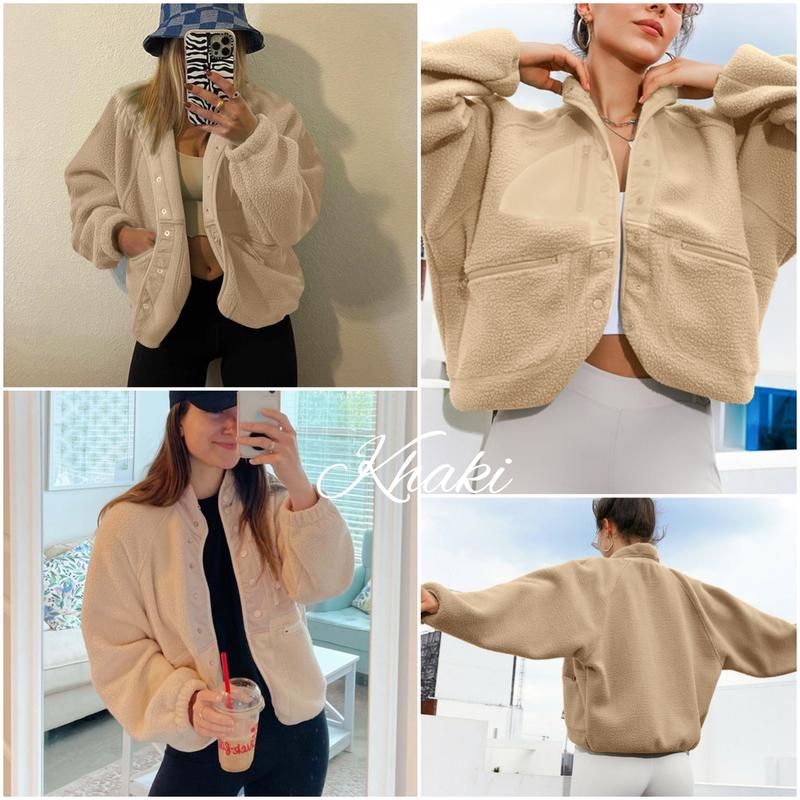 Women's Fuzzy Sherpa Fleece Jacket, Warm Button-Down Winter Coat for Fall & Daily Wear - Seldom Seen Styles