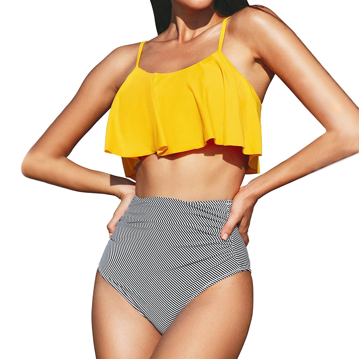 Women's High Waisted Falbala Bikini Set - Seldom Seen Styles