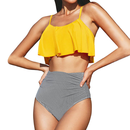 Women's High Waisted Falbala Bikini Set - Seldom Seen Styles