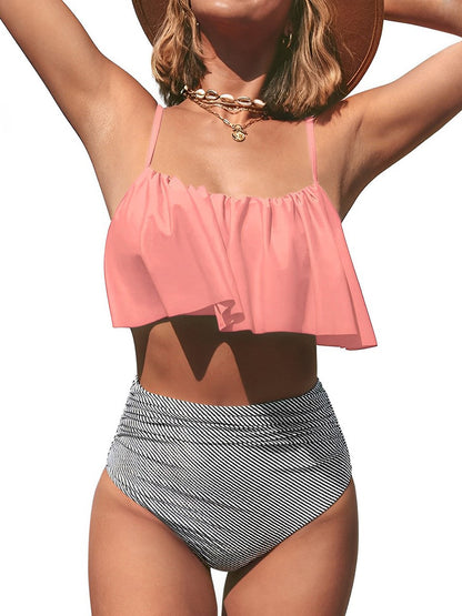 Women's High Waisted Falbala Bikini Set - Seldom Seen Styles