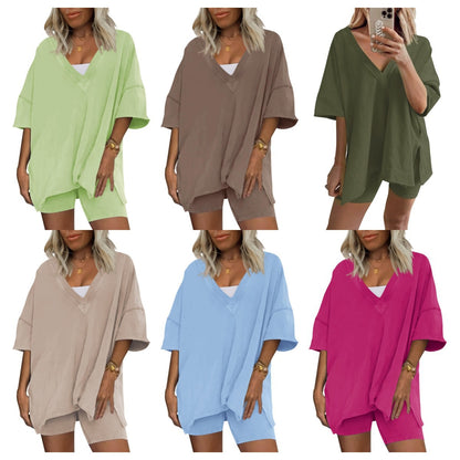Women's Loungewear  2 Piece Outfits Tshirt Oversized Short Sleeve Tracksuit Beach Cover Up Shorts Set S-XXL - Seldom Seen Styles