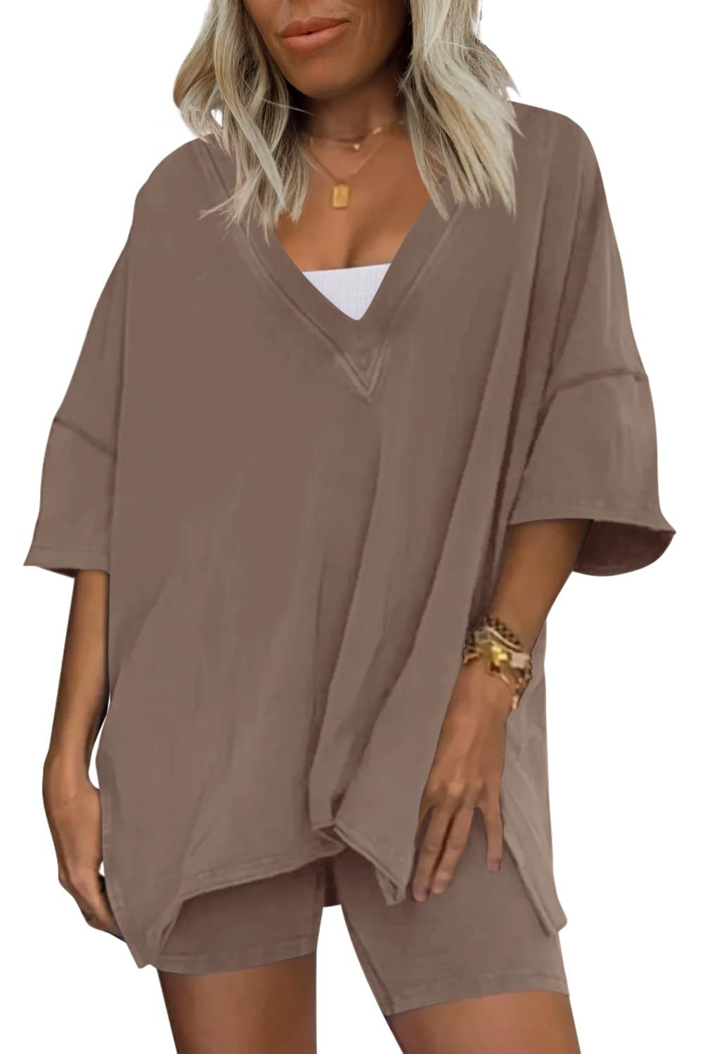 Women's Loungewear  2 Piece Outfits Tshirt Oversized Short Sleeve Tracksuit Beach Cover Up Shorts Set S-XXL - Seldom Seen Styles