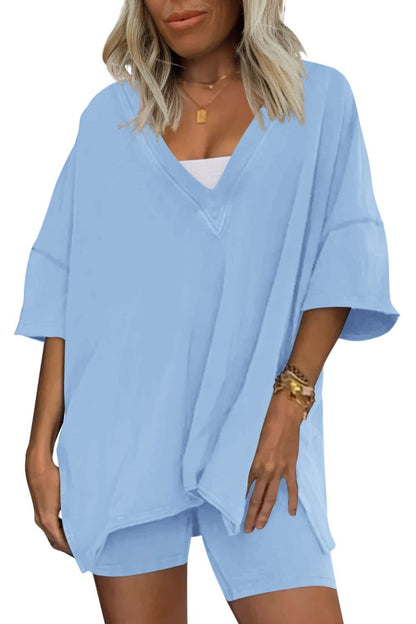 Women's Loungewear  2 Piece Outfits Tshirt Oversized Short Sleeve Tracksuit Beach Cover Up Shorts Set S-XXL - Seldom Seen Styles