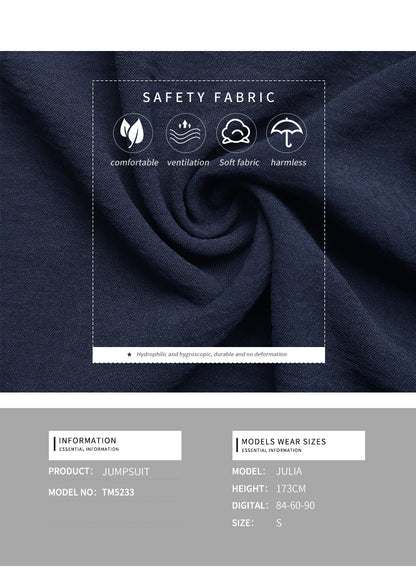 Women's Navy Blue Strapless Wide Leg Loose Fit Jumpsuit Casual Smocked Tube Top Sleeveless Summer Beach One Piece Romper - Seldom Seen Styles