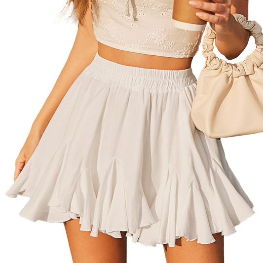 Women's Pleated Skater Skirt Basic Casual High Waisted Ruffles Flared Mini Lingerie Skirts - Seldom Seen Styles