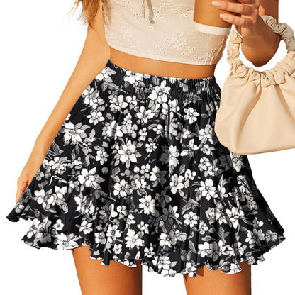 Women's Pleated Skater Skirt Basic Casual High Waisted Ruffles Flared Mini Lingerie Skirts - Seldom Seen Styles