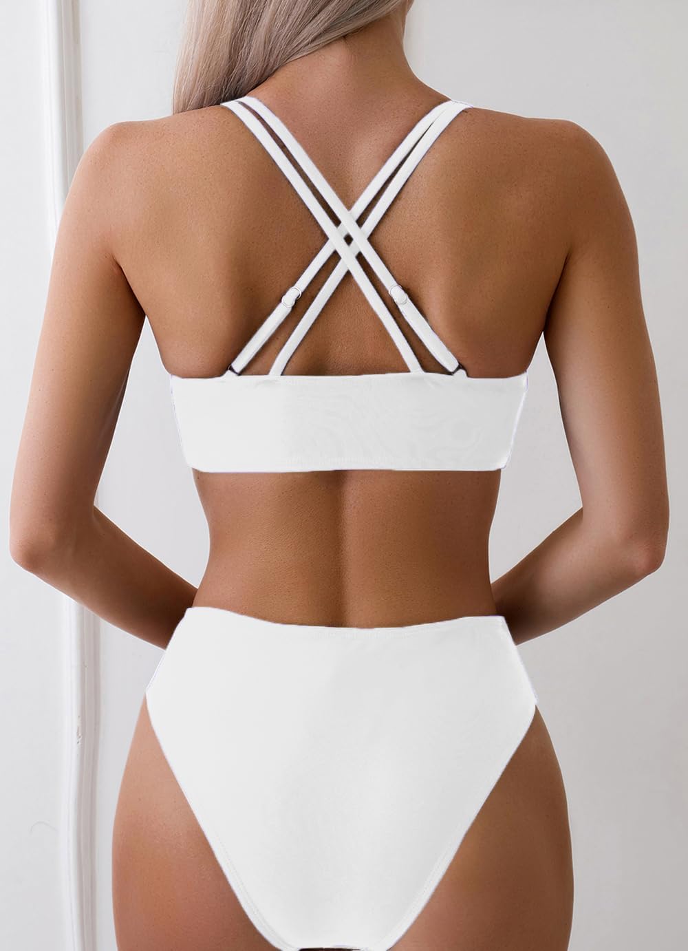 Women's Push Up V Neck Bikini Sets Criss Cross Back Two Piece Bathing Suit - Seldom Seen Styles