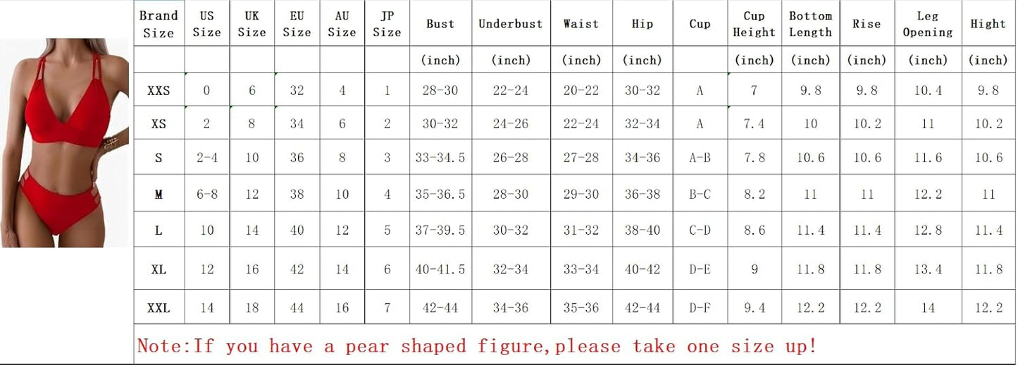 Women's Push Up V Neck Bikini Sets Criss Cross Back Two Piece Bathing Suit - Seldom Seen Styles