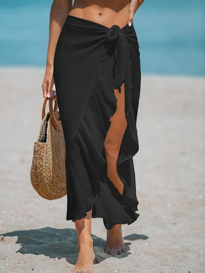 Women's Sarong Cover Ups Swimsuit Wrap Skirt Self Tie Beach Cover Up Ruffle Wraps One Size - Seldom Seen Styles