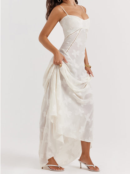 Women's Seren Lace-Up Maxi Dress Vintage Cream Floral Lace Back Maxi Dress - Seldom Seen Styles