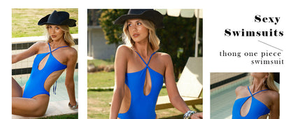 Women's Sexy Criss Cross Halter Bathing Suit Cut Out Backless Monokini Swimsuits One Piece - Seldom Seen Styles