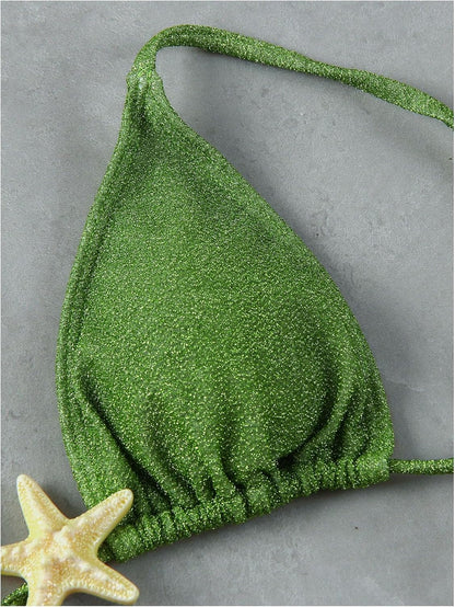 Women's Sexy Halter Triangle Bikini Set Tie String Swimsuit High Cut Thong Two Piece Bathing Suit - Seldom Seen Styles