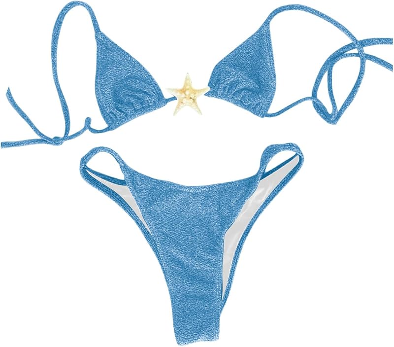 Women's Sexy Halter Triangle Bikini Set Tie String Swimsuit High Cut Thong Two Piece Bathing Suit - Seldom Seen Styles