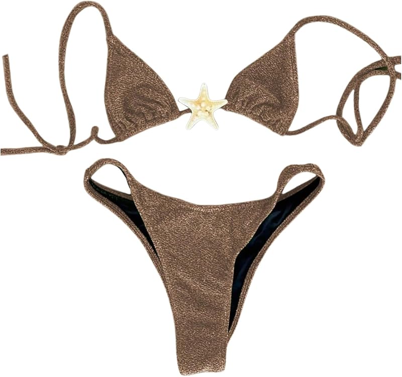 Women's Sexy Halter Triangle Bikini Set Tie String Swimsuit High Cut Thong Two Piece Bathing Suit - Seldom Seen Styles