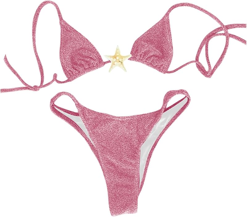 Women's Sexy Halter Triangle Bikini Set Tie String Swimsuit High Cut Thong Two Piece Bathing Suit - Seldom Seen Styles