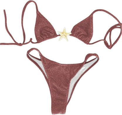 Women's Sexy Halter Triangle Bikini Set Tie String Swimsuit High Cut Thong Two Piece Bathing Suit - Seldom Seen Styles