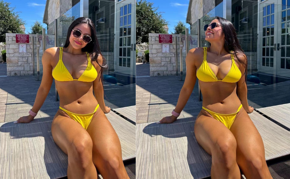 Women's Sexy Thong Bottom Two Piece Bikini Double Shoulder Straps Cute Swimsuit Triangle Bathing - Seldom Seen Styles