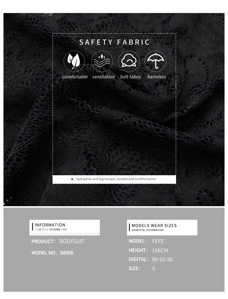 Women's Sheer Floral Lace V Neck Bodysuit Long Sleeve Slim Fit Jumpsuits - Seldom Seen Styles