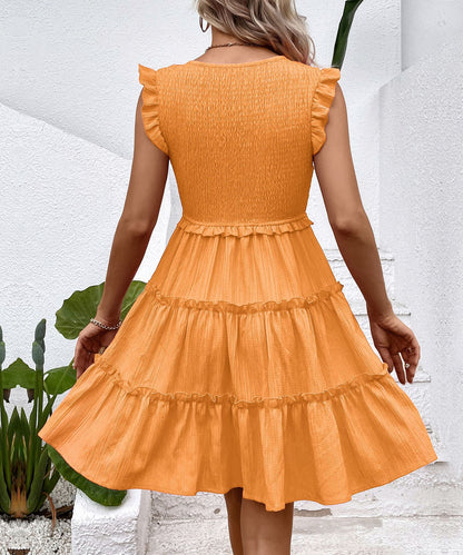 Women's Solid Color Cute Dresses V Neck Casual Dress - Seldom Seen Styles