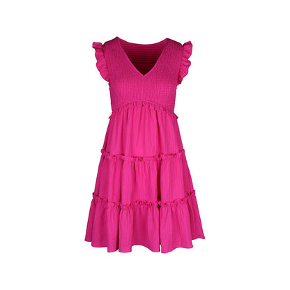 Women's Solid Color Cute Dresses V Neck Casual Dress - Seldom Seen Styles