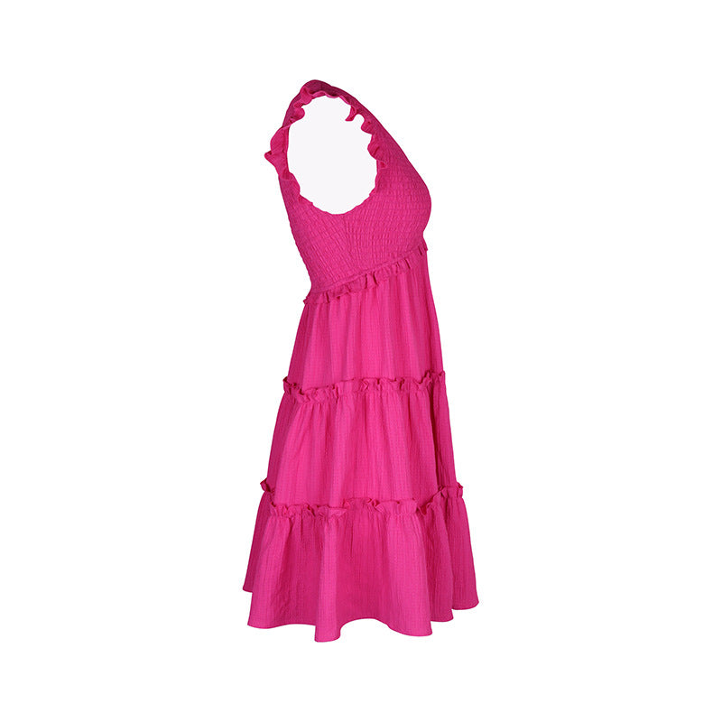 Women's Solid Color Cute Dresses V Neck Casual Dress - Seldom Seen Styles