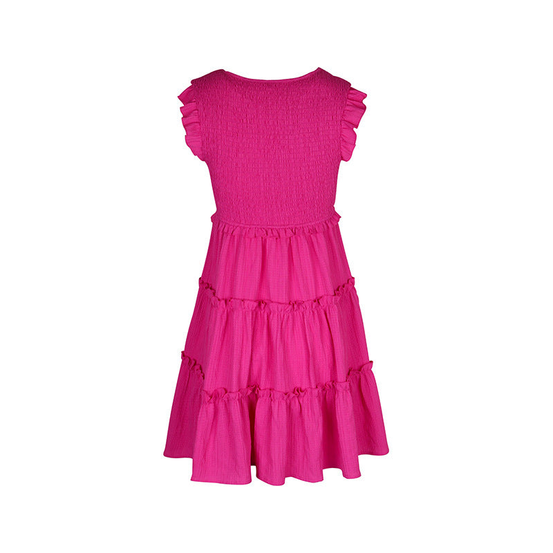 Women's Solid Color Cute Dresses V Neck Casual Dress - Seldom Seen Styles