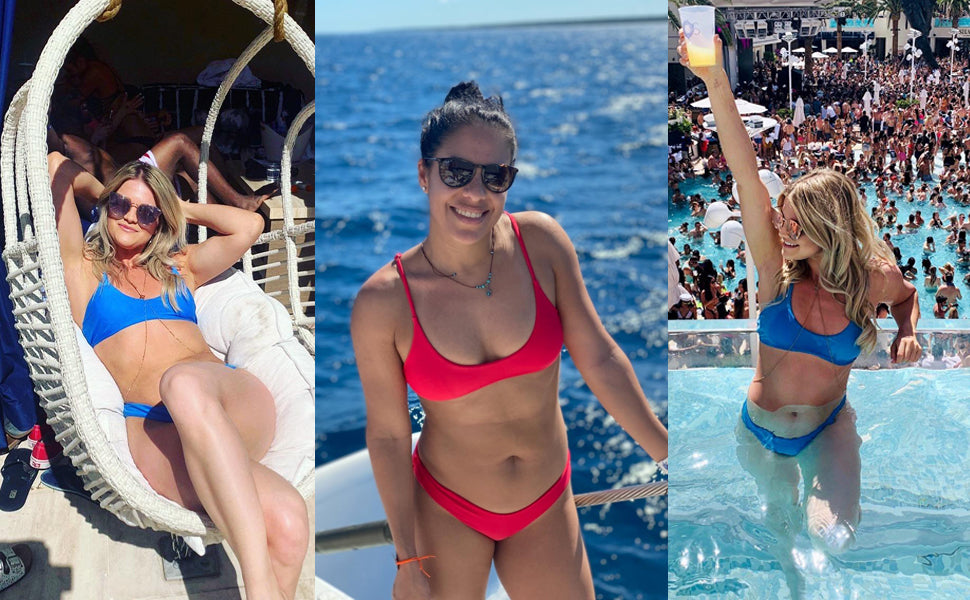 Women's Solid Scoop Neck Push Up Padded Brazilian Thong Bikini Swimsuit Bathing Suit - Seldom Seen Styles