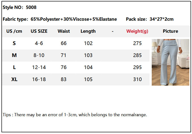 Women's Striped Flare Leg Pants Low Rise Fold Over Waist Casual Long Pants Trousers - Seldom Seen Styles