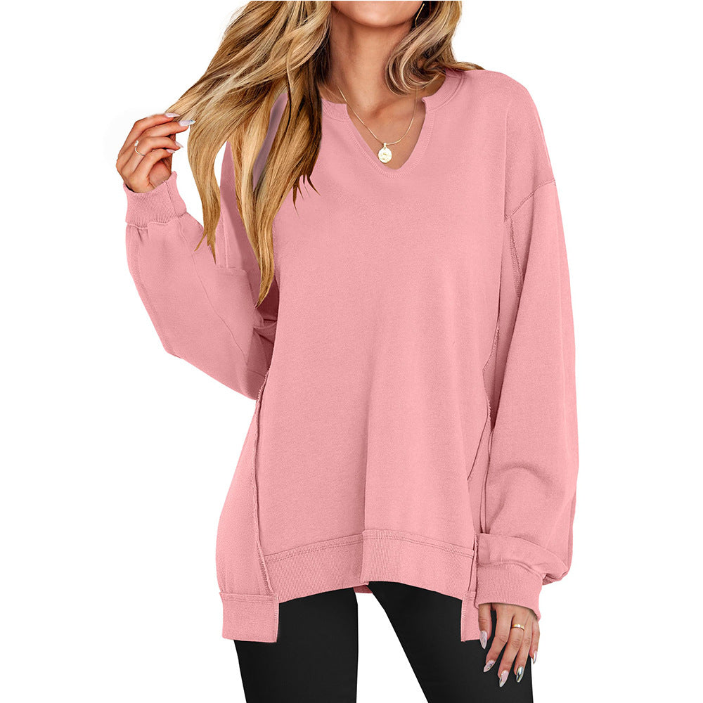 Women's  Sweatshirts Long Sleeve Tunic Shirts V Neck Loose Pullover Tops 2025 Trendy Fall Teen Girls Outfit - Seldom Seen Styles