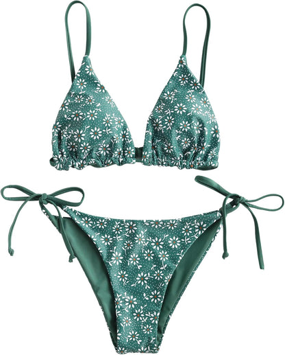 Women's Triangle Bikini Floral String Bikini Set Two Piece Swimsuit Bathing Suits - Seldom Seen Styles