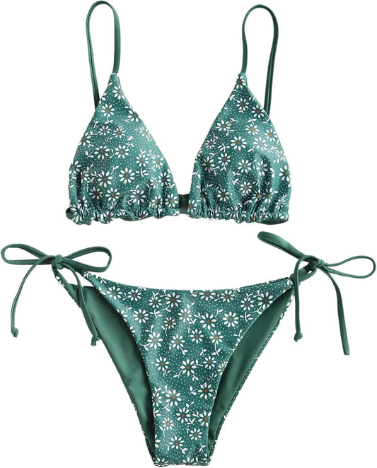 Women's Triangle Bikini Floral String Bikini Set Two Piece Swimsuit Bathing Suits - Seldom Seen Styles