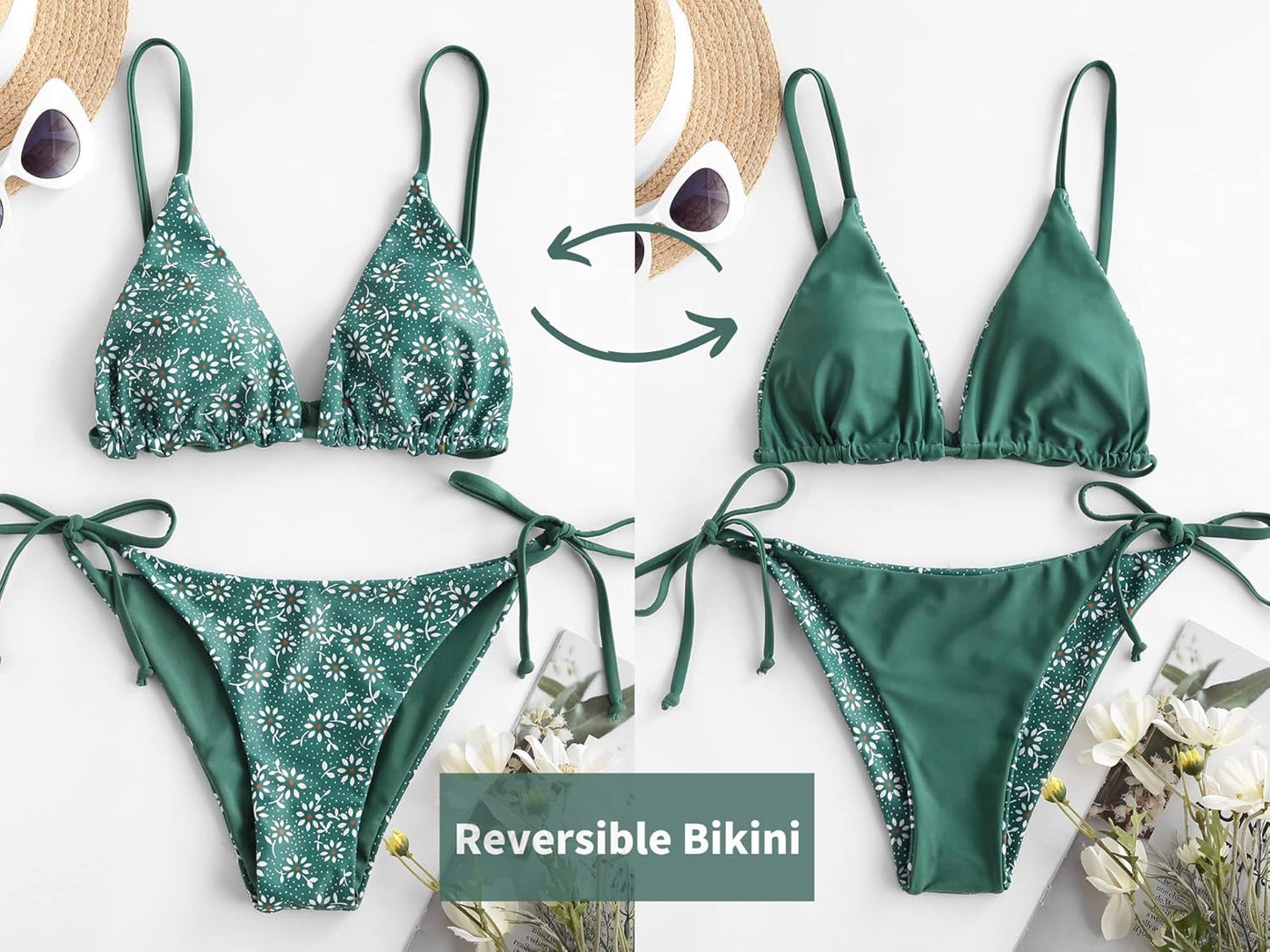 Women's Triangle Bikini Floral String Bikini Set Two Piece Swimsuit Bathing Suits - Seldom Seen Styles