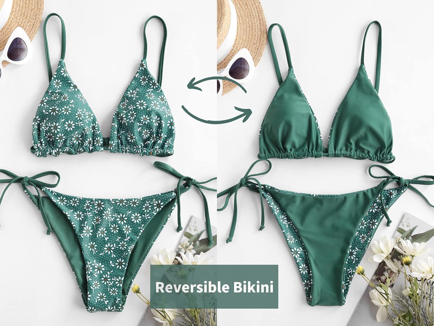 Women's Triangle Bikini Floral String Bikini Set Two Piece Swimsuit Bathing Suits - Seldom Seen Styles