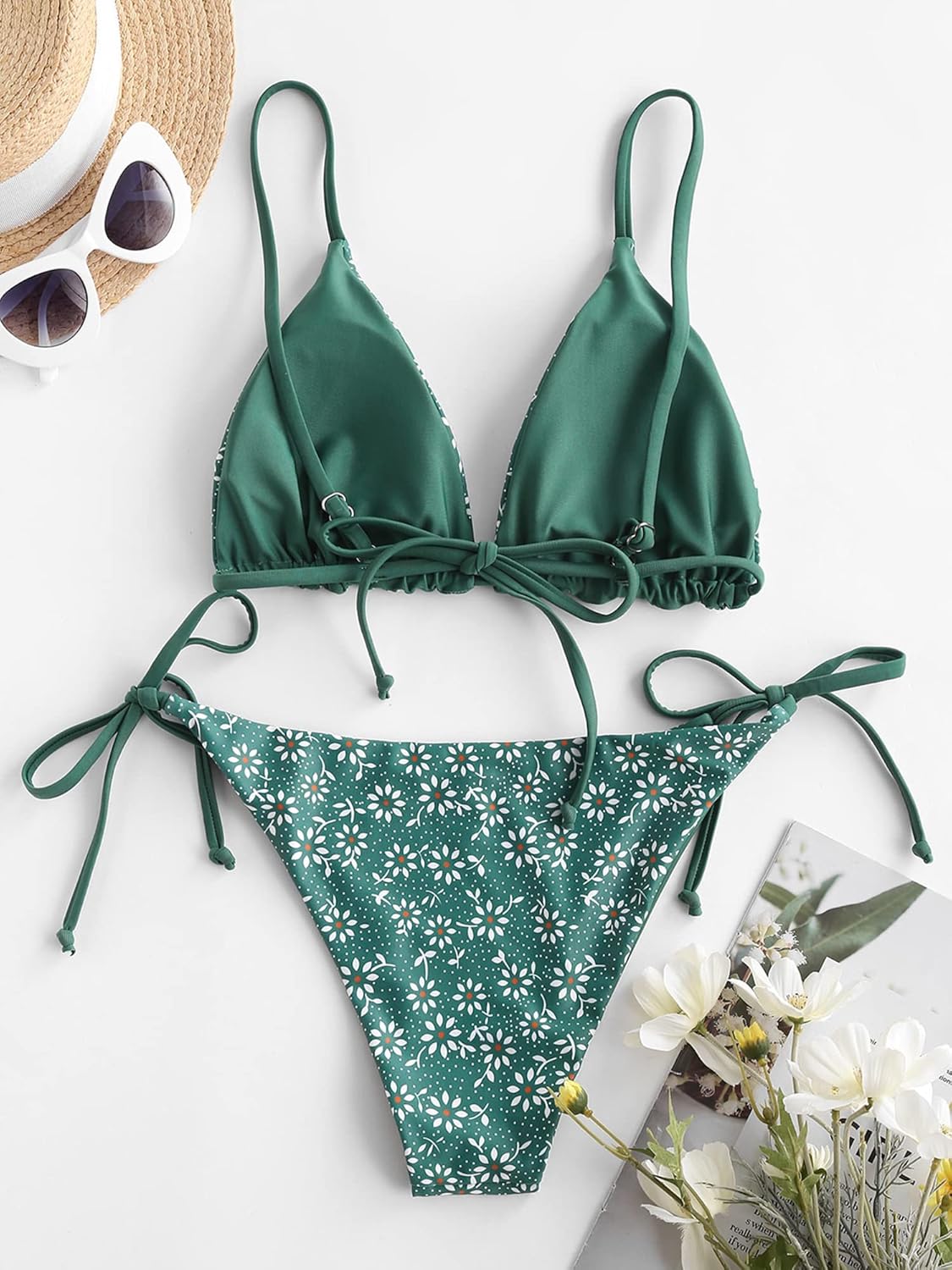 Women's Triangle Bikini Floral String Bikini Set Two Piece Swimsuit Bathing Suits - Seldom Seen Styles