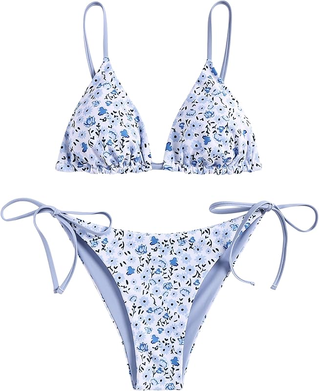 Women's Triangle Bikini Floral String Bikini Set Two Piece Swimsuit Bathing Suits - Seldom Seen Styles