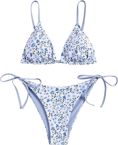 Women's Triangle Bikini Floral String Bikini Set Two Piece Swimsuit Bathing Suits - Seldom Seen Styles